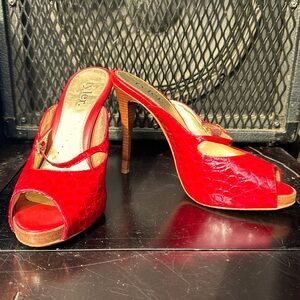 Red peep toe heels by Richard Tyler size 8